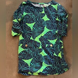 Lilly Pulitzer Girls Navy & Lime Green Leaf Print Tunic